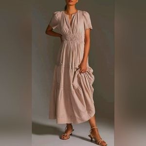 Anthropologie Limited Edition Linen Somerset Peasant Maxi Dress Size Medium